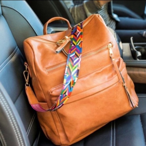 Black vegan leather and nylon  zipper detail mini backpacks - Picture 5 of 8